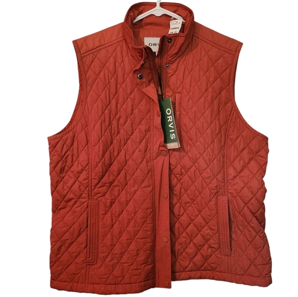 Orvis Quilted Full Zip Burnt Orange Vest Wmns XL Outdoors Wind & Water Resistant - Picture 1 of 14